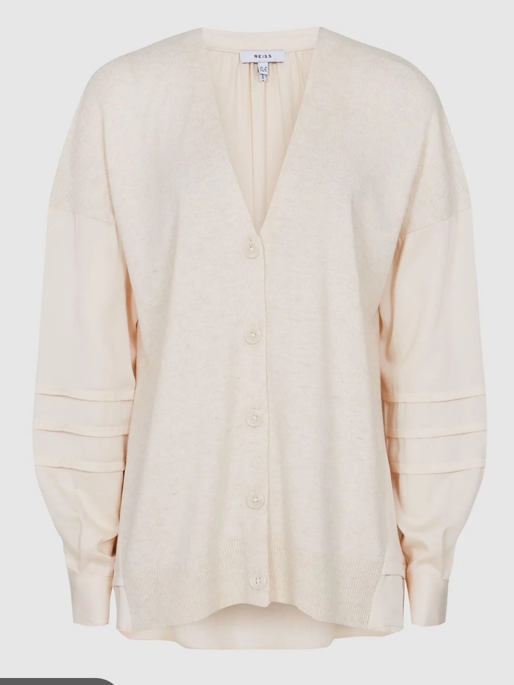 REISS Addison Cashmere Wool Blend Oversized Button Up Luxury Cardigan, Size 10